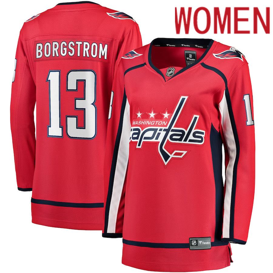 Women Washington Capitals #13 Henrik Borgstrom Fanatics Branded Red Home Breakaway Player NHL Jersey